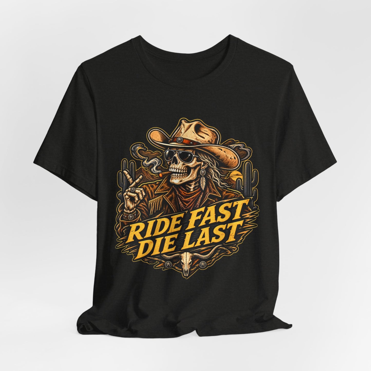 Ride Fast Die Last Motorcycle Tee - Skull Biker Graphic Tee