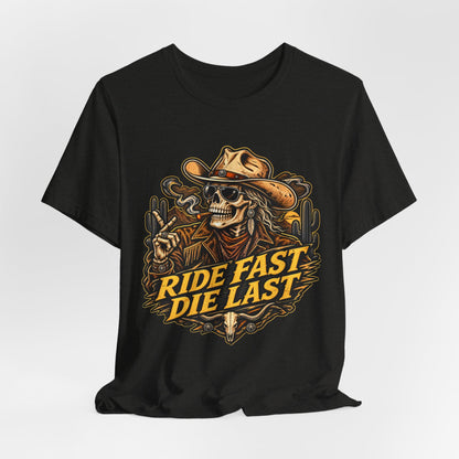 Ride Fast Die Last Motorcycle Tee - Skull Biker Graphic Tee