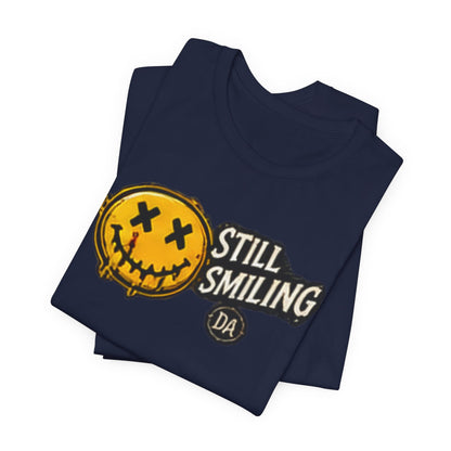 Still Smiling Tee — Grunge Smiley Graphic Tee