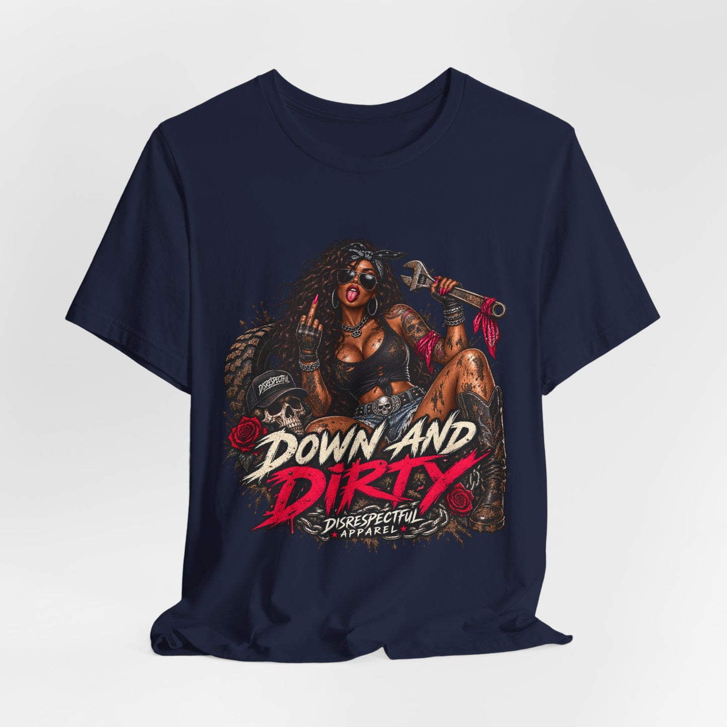 Down and Dirty — Mechanic Pin-Up Graphic Tee