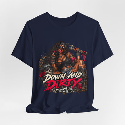 Down and Dirty — Mechanic Pin-Up Graphic Tee