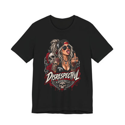 Defiant Pin-Up Skull — Disrespectful Graphic Tee