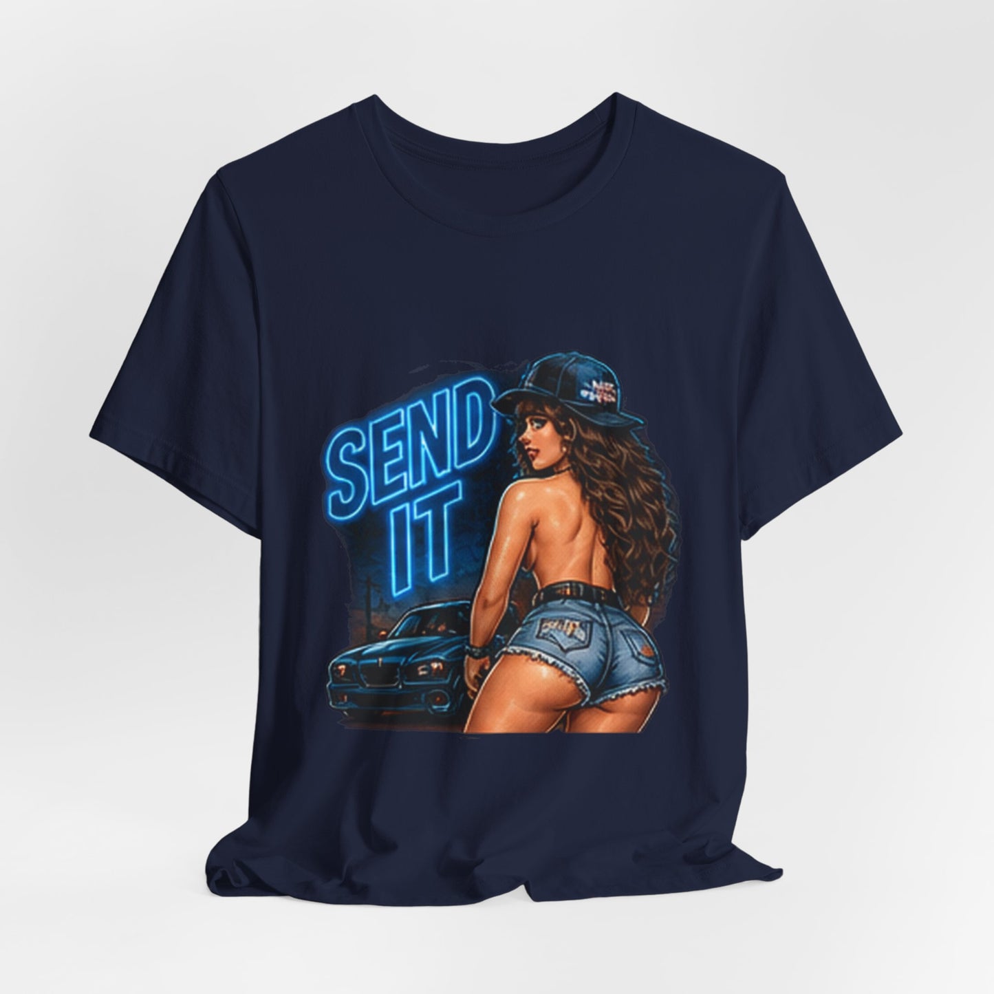 Send It Pinup Tee — Retro Car & Pinup Graphic Tee