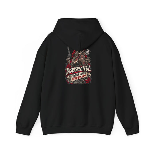 Trouble Looks Good On You — Pin-Up — Back-Print Graphic Hoodie