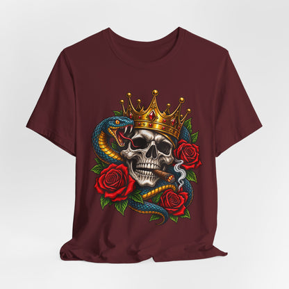 Skull King Crown Tee — Snake, Roses & Smoking Skull Graphic Tee