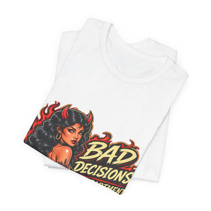 Bad Decisions Department Tee — Retro Devil Pinup Graphic Tee