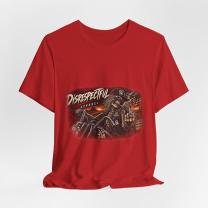 Disrespectful Streetwear Tee — Vintage Biker Skull Graphic T-Shirt