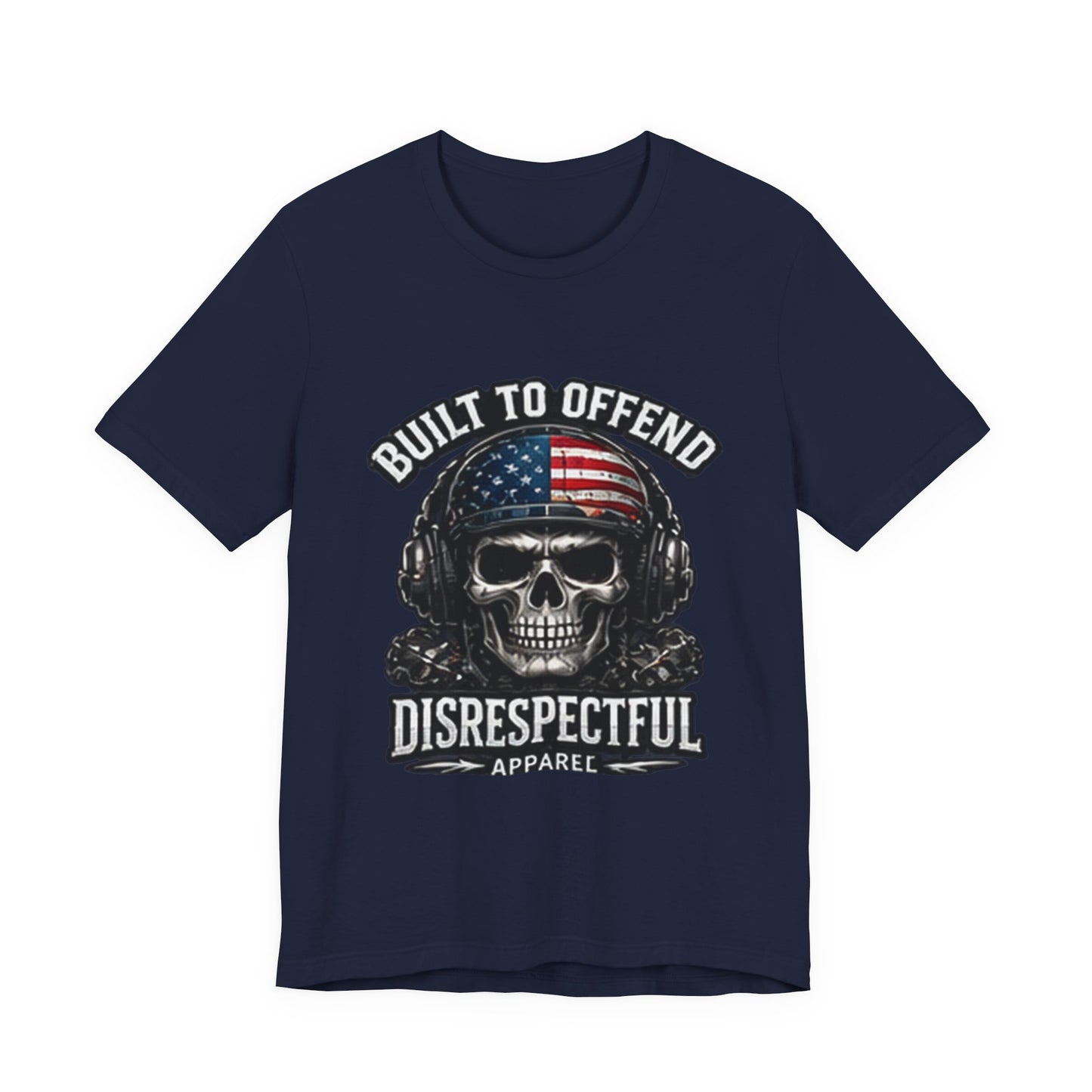 Built to Offend Skull Tee — Patriotic Military Helmet Graphic Tee