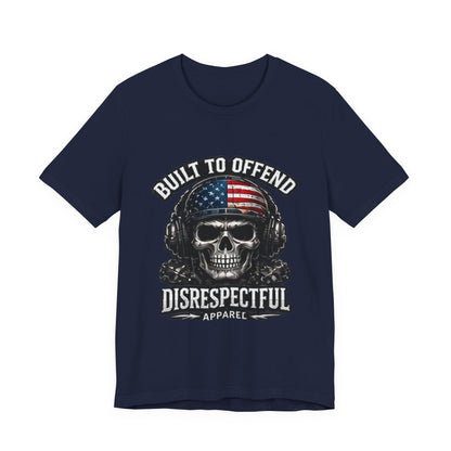 Built to Offend Skull Tee — Patriotic Military Helmet Graphic Tee