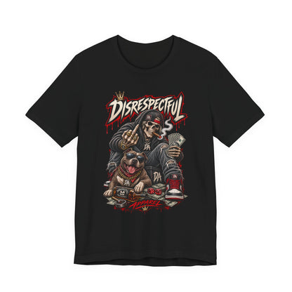 Disrespectful Skull & Rottweiler Graphic Tee — Edgy Streetwear Shirt