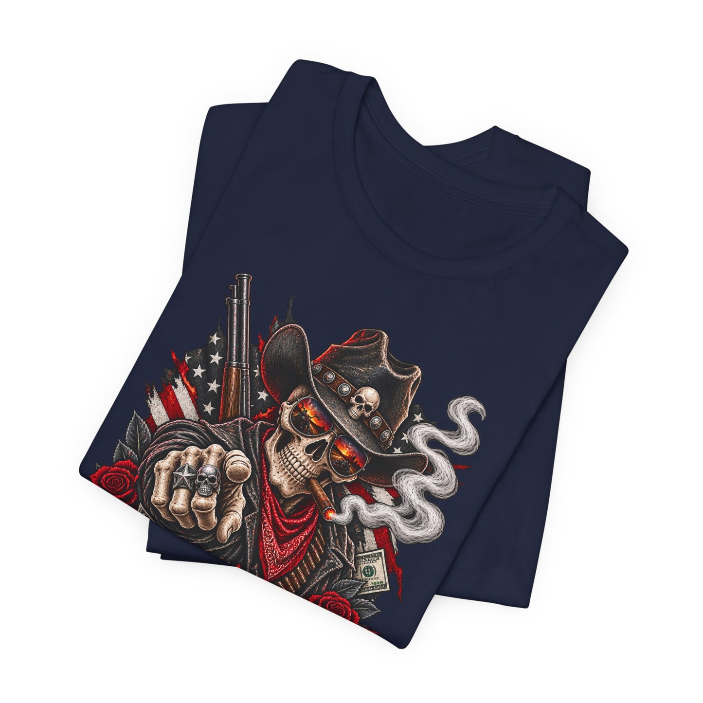 Disrespectful Apparel Skull Cowboy Tee — Edgy Biker / Western Graphic T-Shirt