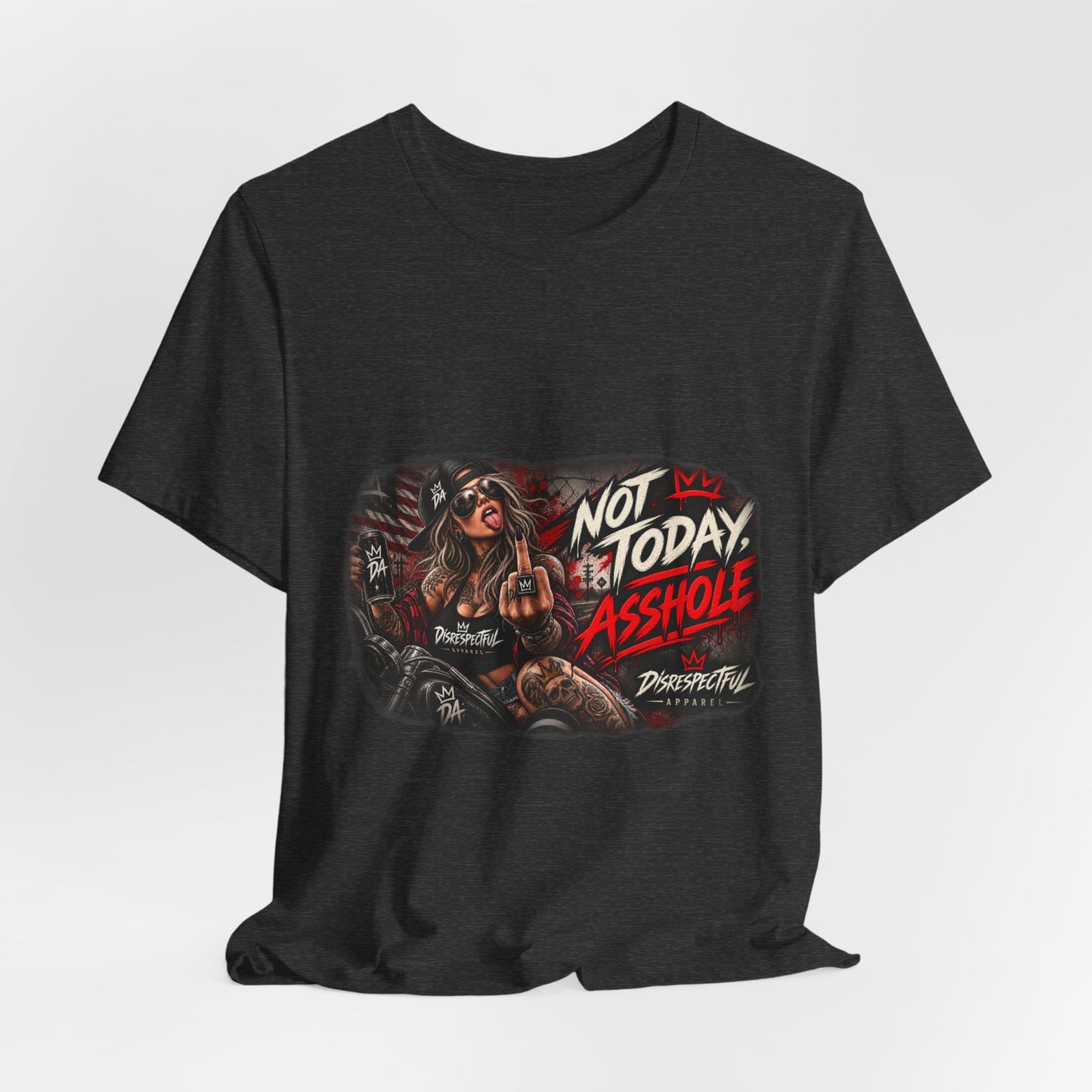 Not Today Asshole Graphic Tee — Sassy Retro Biker Girl Shirt