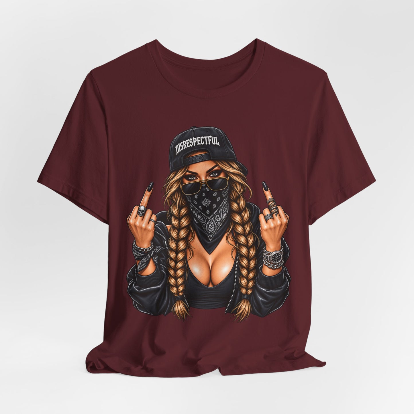 Bandana Girl Tattoo Tee — "Disrespectful" Streetwear Graphic Tee