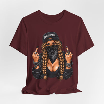Bandana Girl Tattoo Tee — "Disrespectful" Streetwear Graphic Tee