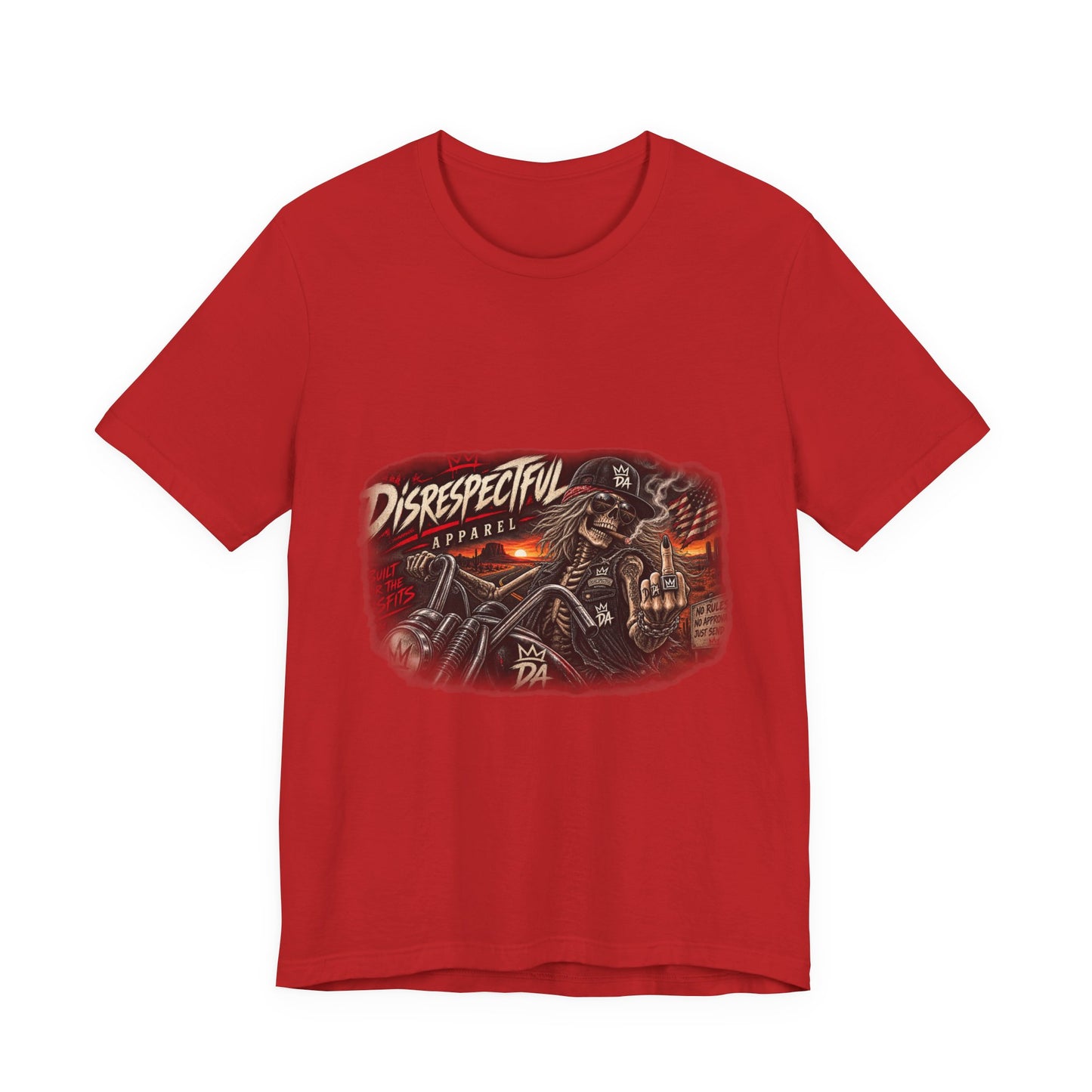 Disrespectful Streetwear Tee — Vintage Biker Skull Graphic T-Shirt