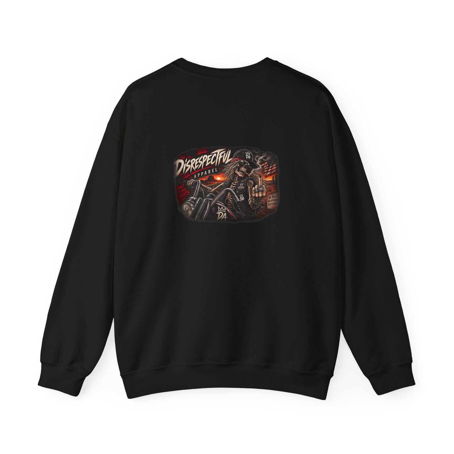 Vintage Biker Skull — Back-Print Graphic Crewneck