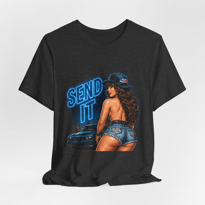 Send It Pinup Tee — Retro Car & Pinup Graphic Tee