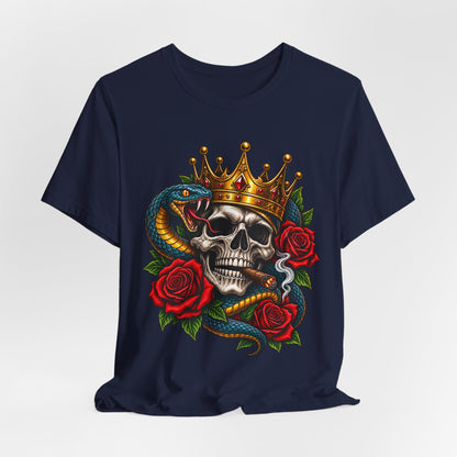 Skull King Crown Tee — Snake, Roses & Smoking Skull Graphic Tee