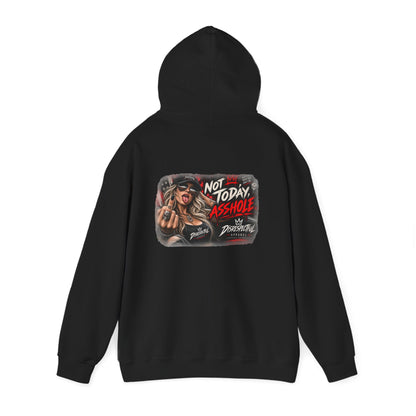 Not Today, Asshole — Comic — Back-Print Graphic Hoodie