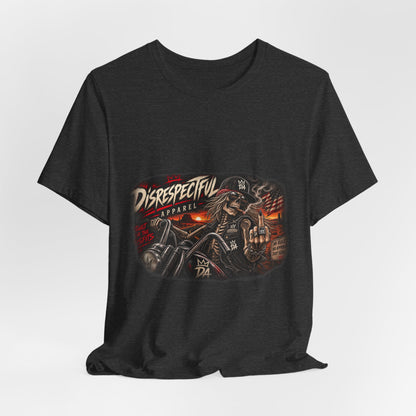 Disrespectful Streetwear Tee — Vintage Biker Skull Graphic T-Shirt