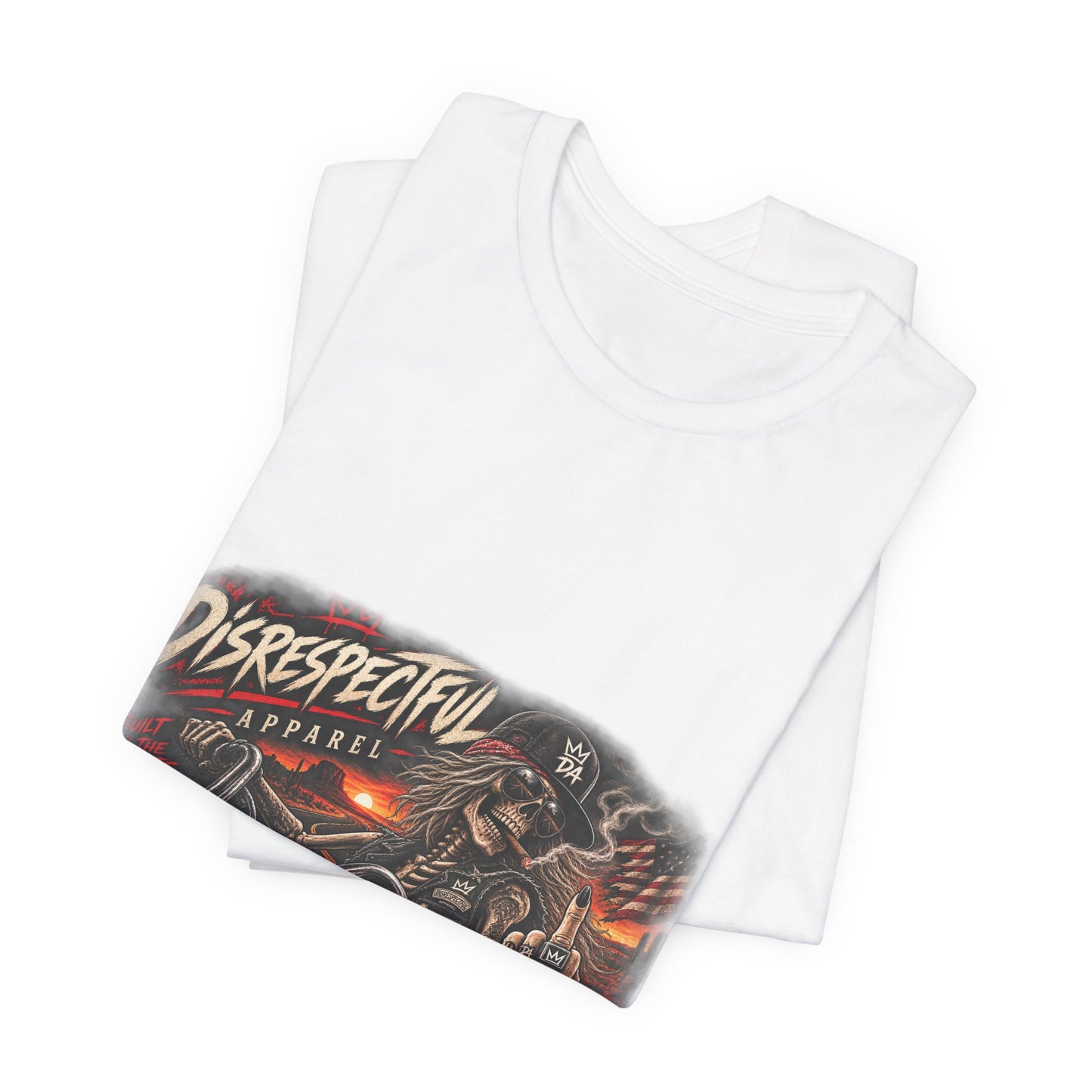 Disrespectful Streetwear Tee — Vintage Biker Skull Graphic T-Shirt