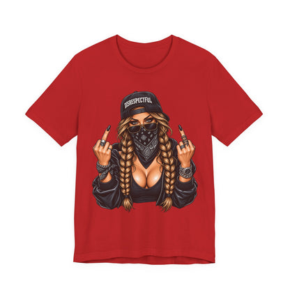 Bandana Girl Tattoo Tee — "Disrespectful" Streetwear Graphic Tee