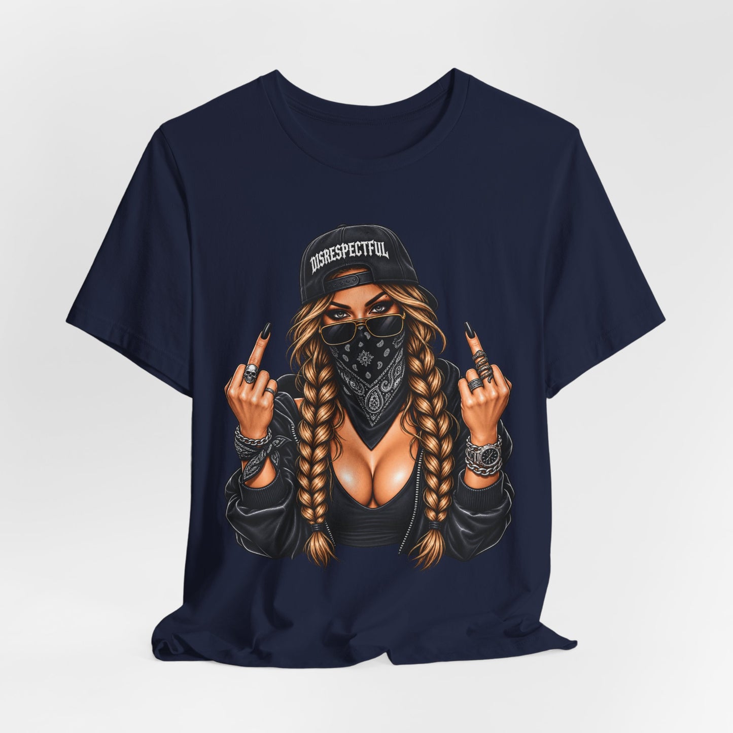 Bandana Girl Tattoo Tee — "Disrespectful" Streetwear Graphic Tee