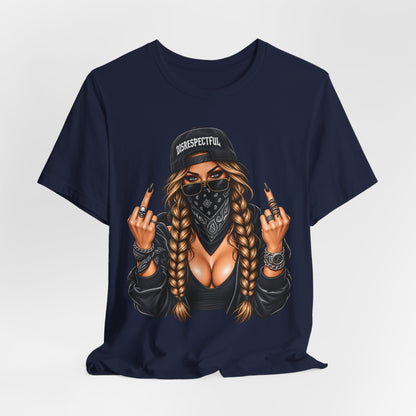 Bandana Girl Tattoo Tee — "Disrespectful" Streetwear Graphic Tee