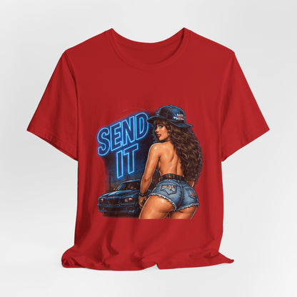 Send It Pinup Tee — Retro Car & Pinup Graphic Tee