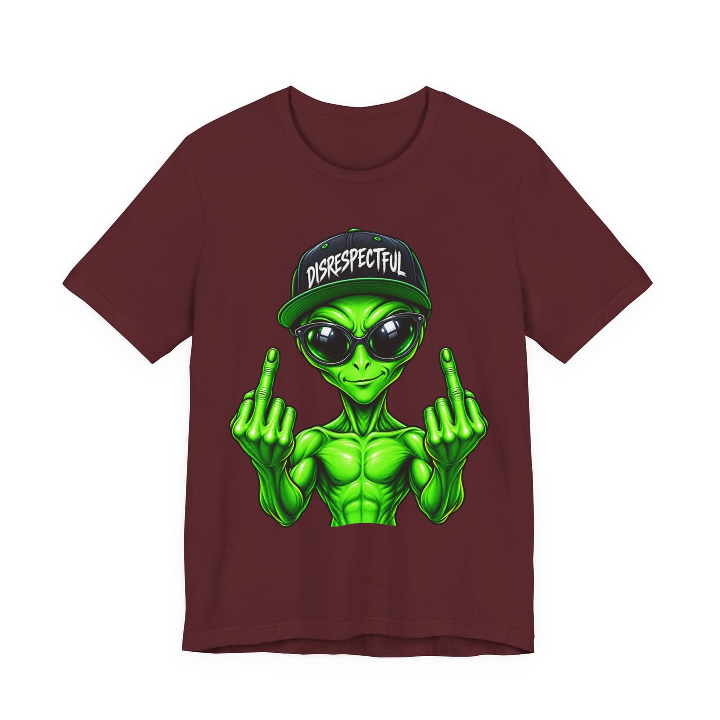 Alien Graphic Tee "Disrespectful" — Middle Finger Cartoon Alien Shirt
