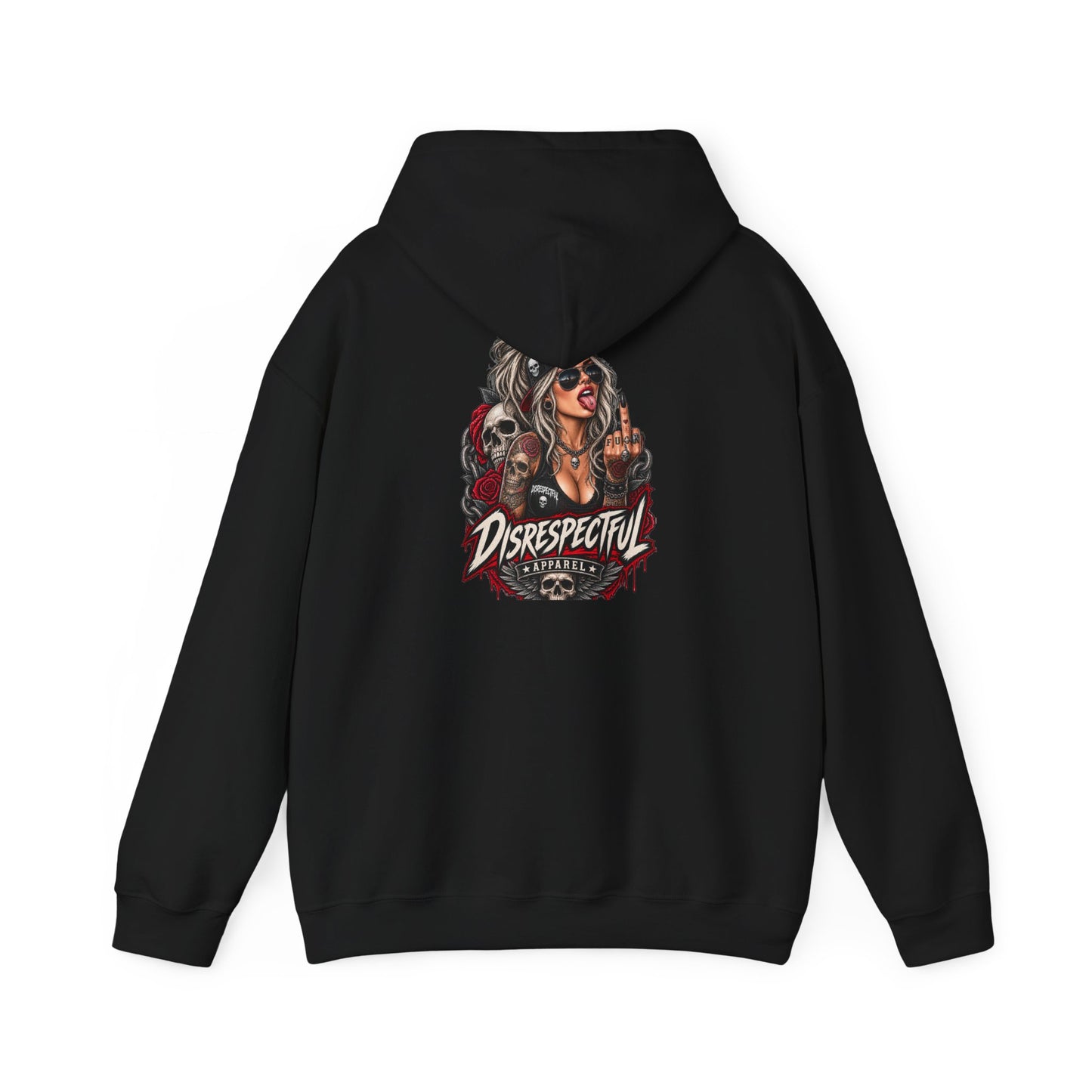 Defiant Pin-Up Skull — Back-Print Graphic Hoodie