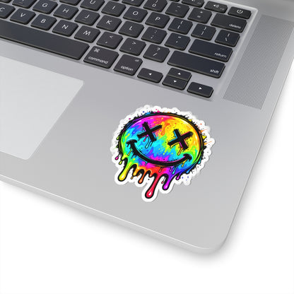 Rainbow Drip Smiley — Kiss-Cut Sticker