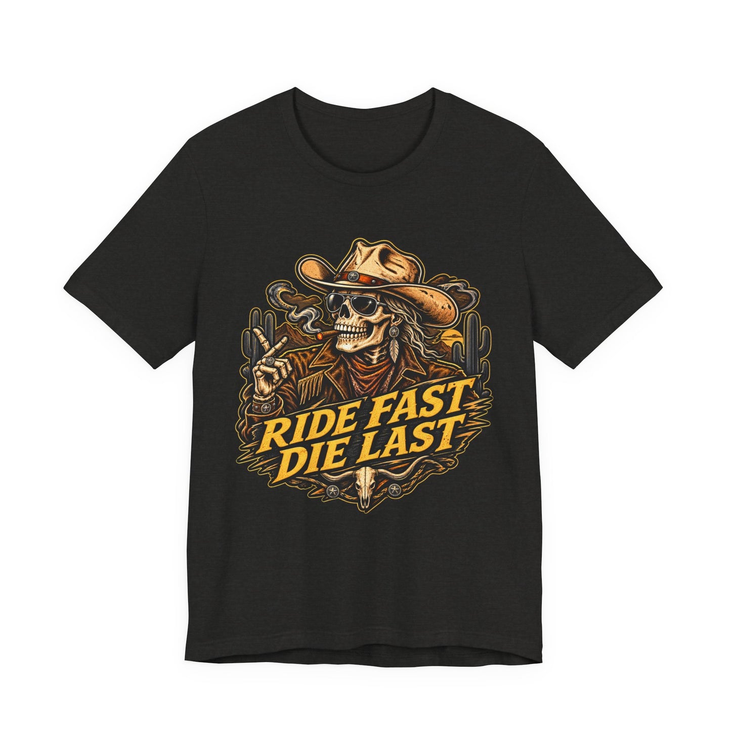 Ride Fast Die Last Motorcycle Tee - Skull Biker Graphic Tee