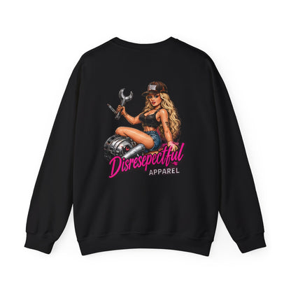 Pin-Up Mechanic — Back-Print Graphic Crewneck