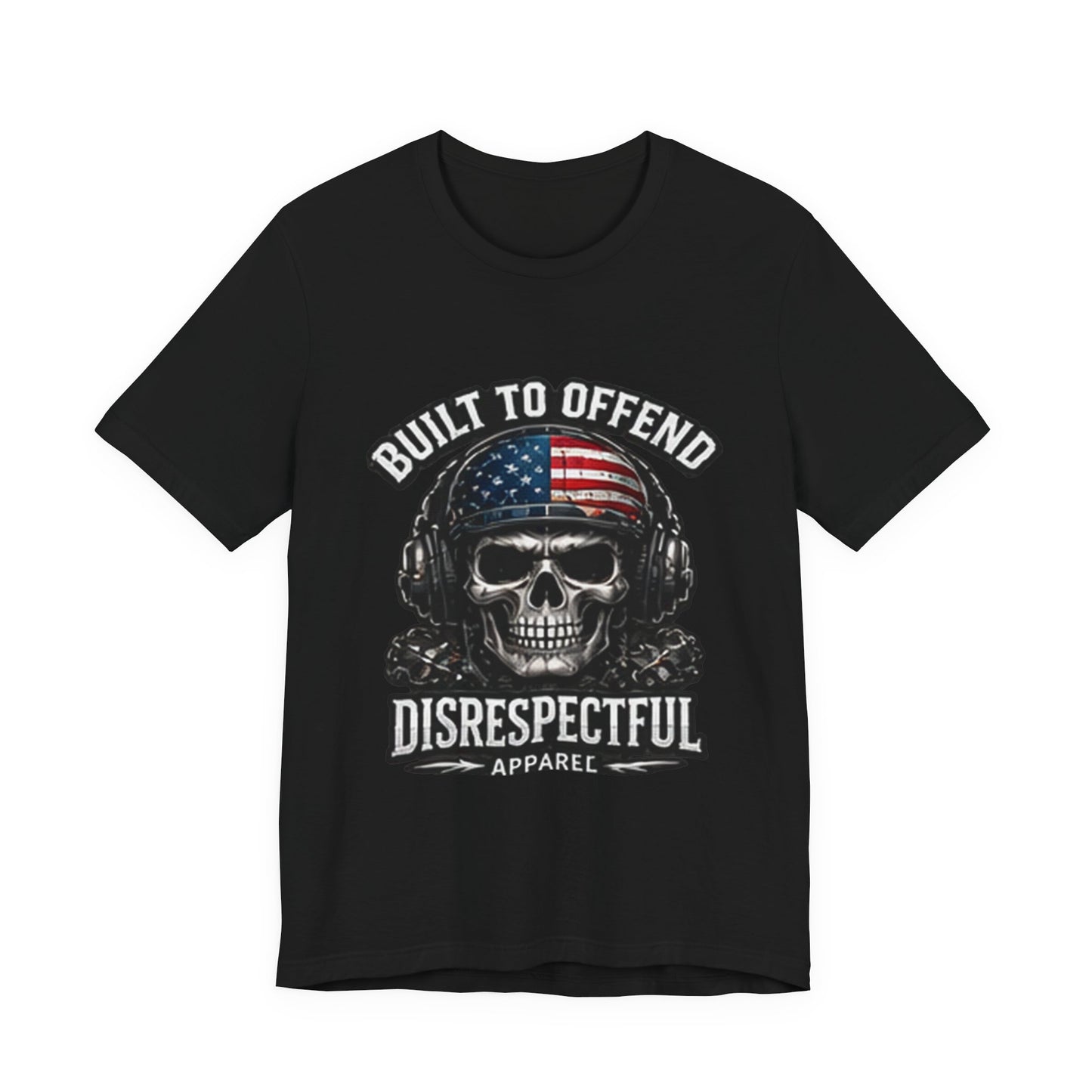 Built to Offend Skull Tee — Patriotic Military Helmet Graphic Tee