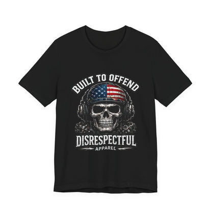 Built to Offend Skull Tee — Patriotic Military Helmet Graphic Tee