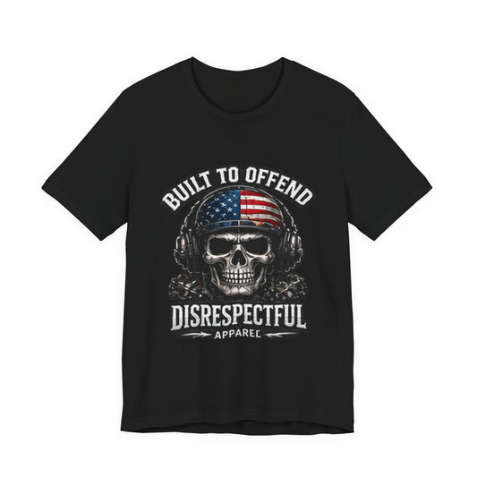 Built to Offend Skull Tee — Patriotic Military Helmet Graphic Tee