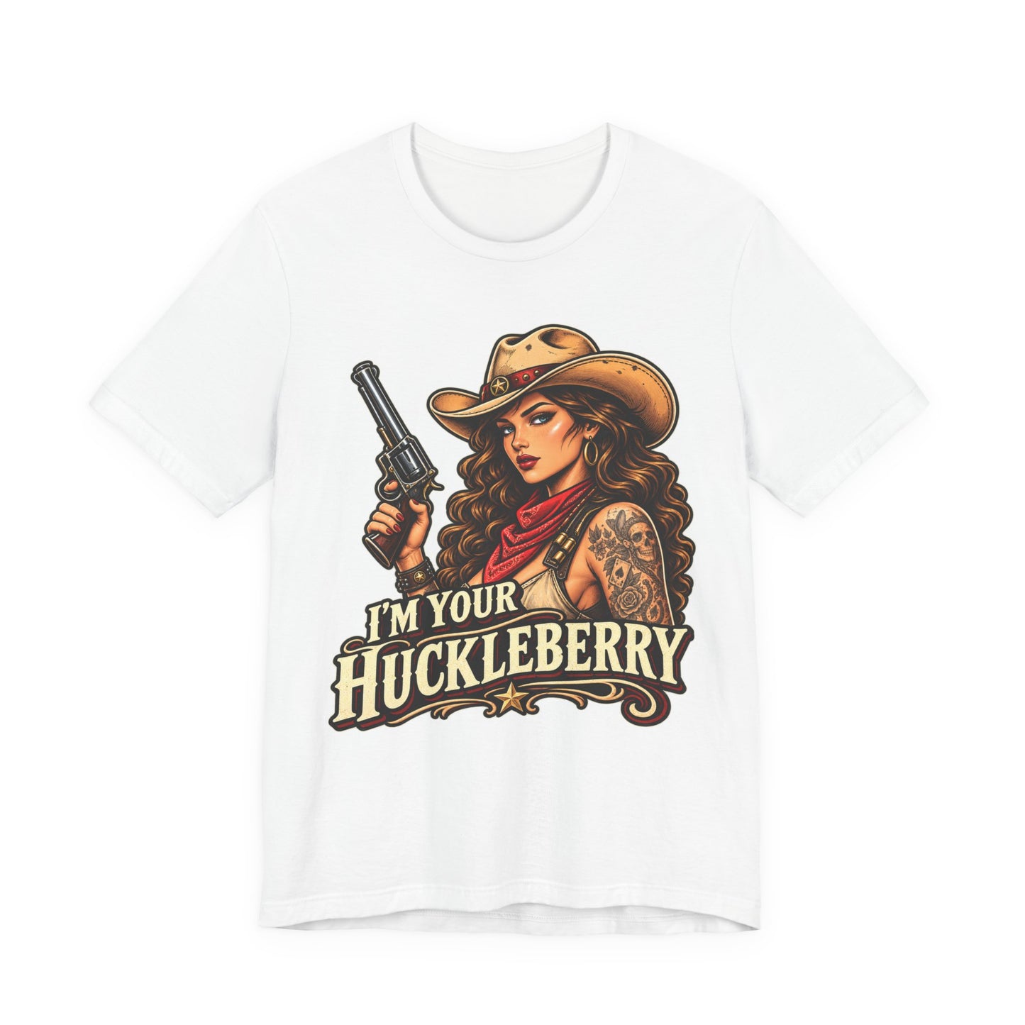 Cowgirl Graphic Tee - "I'm Your Huckleberry" Retro Western Tee