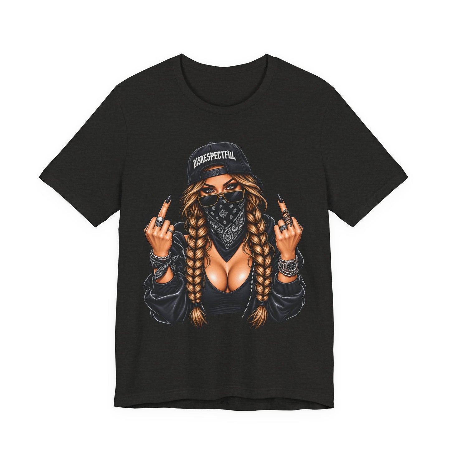 Bandana Girl Tattoo Tee — "Disrespectful" Streetwear Graphic Tee