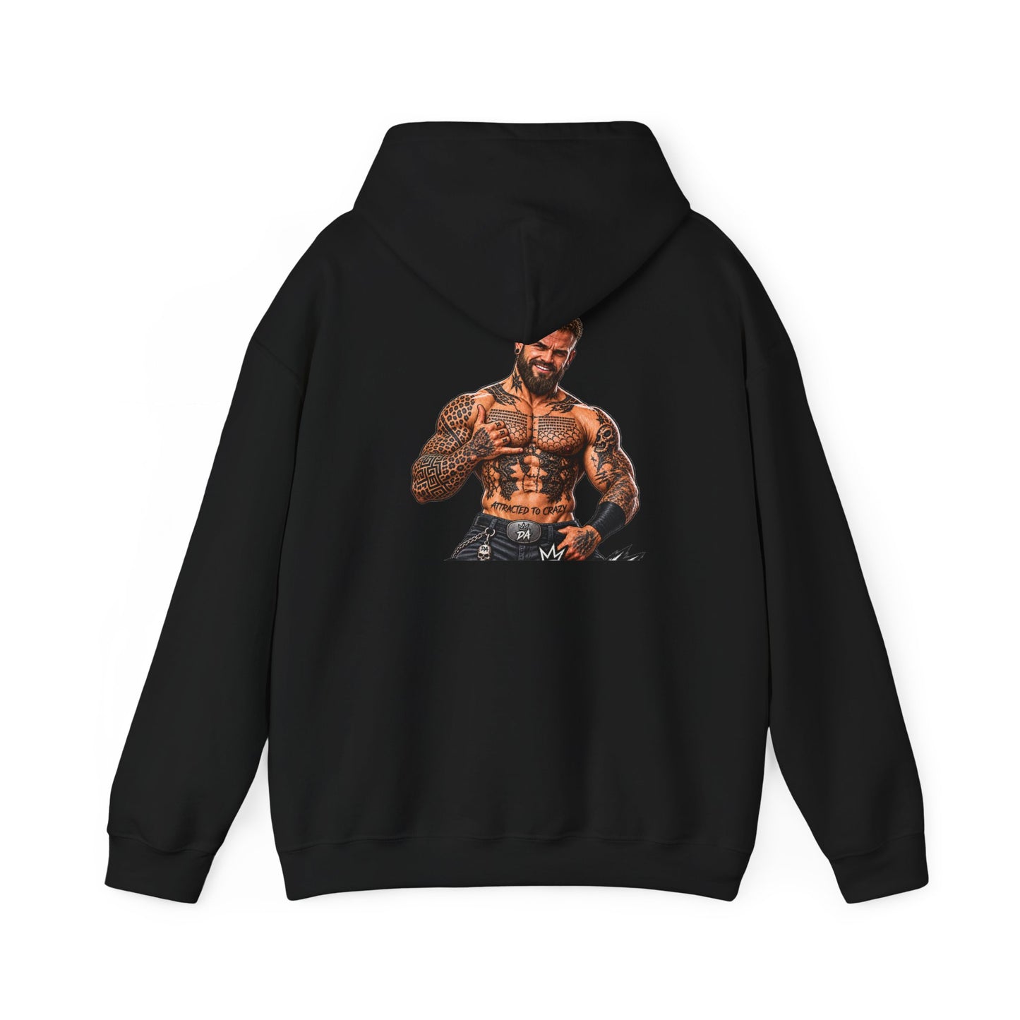 Spread Cheeks Not Hate — Tattooed Biker — Back-Print Graphic Hoodie