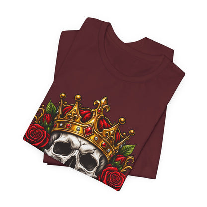 Skull King Tee — Crowned Skull with Roses Graphic Tee
