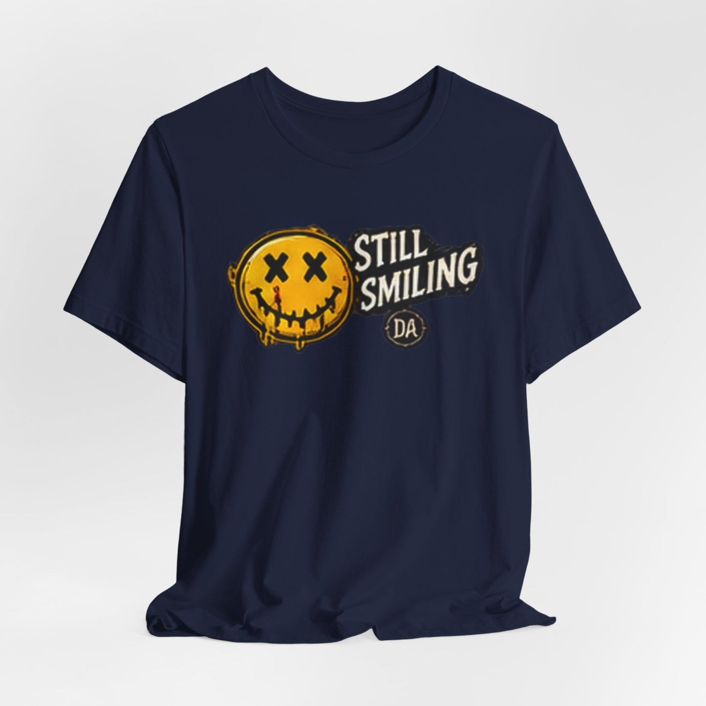 Still Smiling Tee — Grunge Smiley Graphic Tee