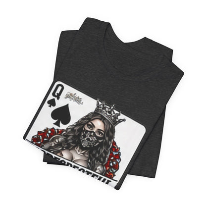 Queen of Spades 'Disrespectful' Graphic Tee — Playing Card Skull Design