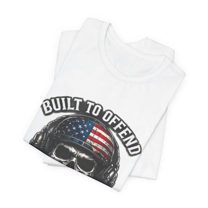 Built to Offend Skull Tee — Patriotic Military Helmet Graphic Tee