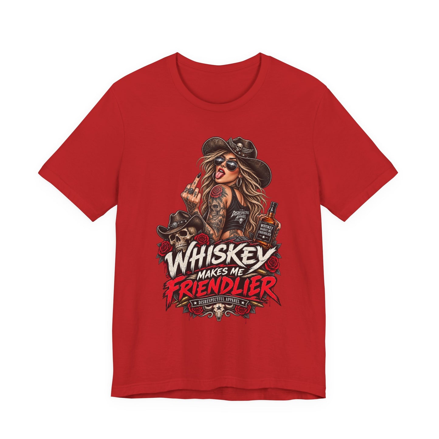 Whiskey Makes Me Friendlier Graphic Tee — Vintage Cowgirl Whiskey Shirt