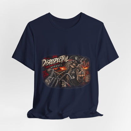 Disrespectful Streetwear Tee — Vintage Biker Skull Graphic T-Shirt