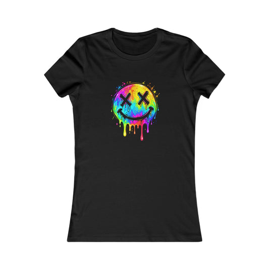 Rainbow Drip Smiley — Women's Favorite Graphic Tee