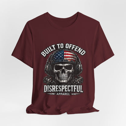 Built to Offend Skull Tee — Patriotic Military Helmet Graphic Tee