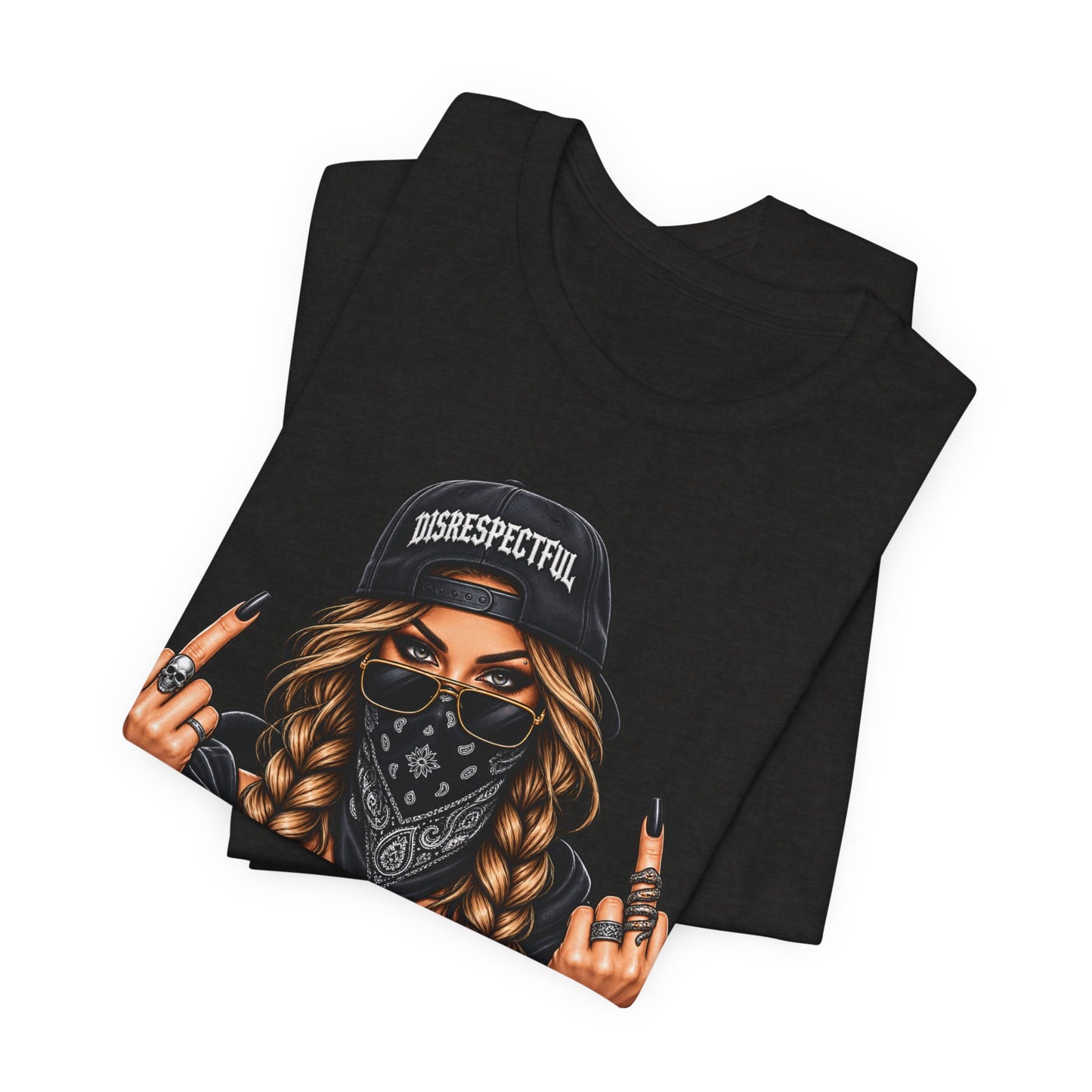 Bandana Girl Tattoo Tee — "Disrespectful" Streetwear Graphic Tee