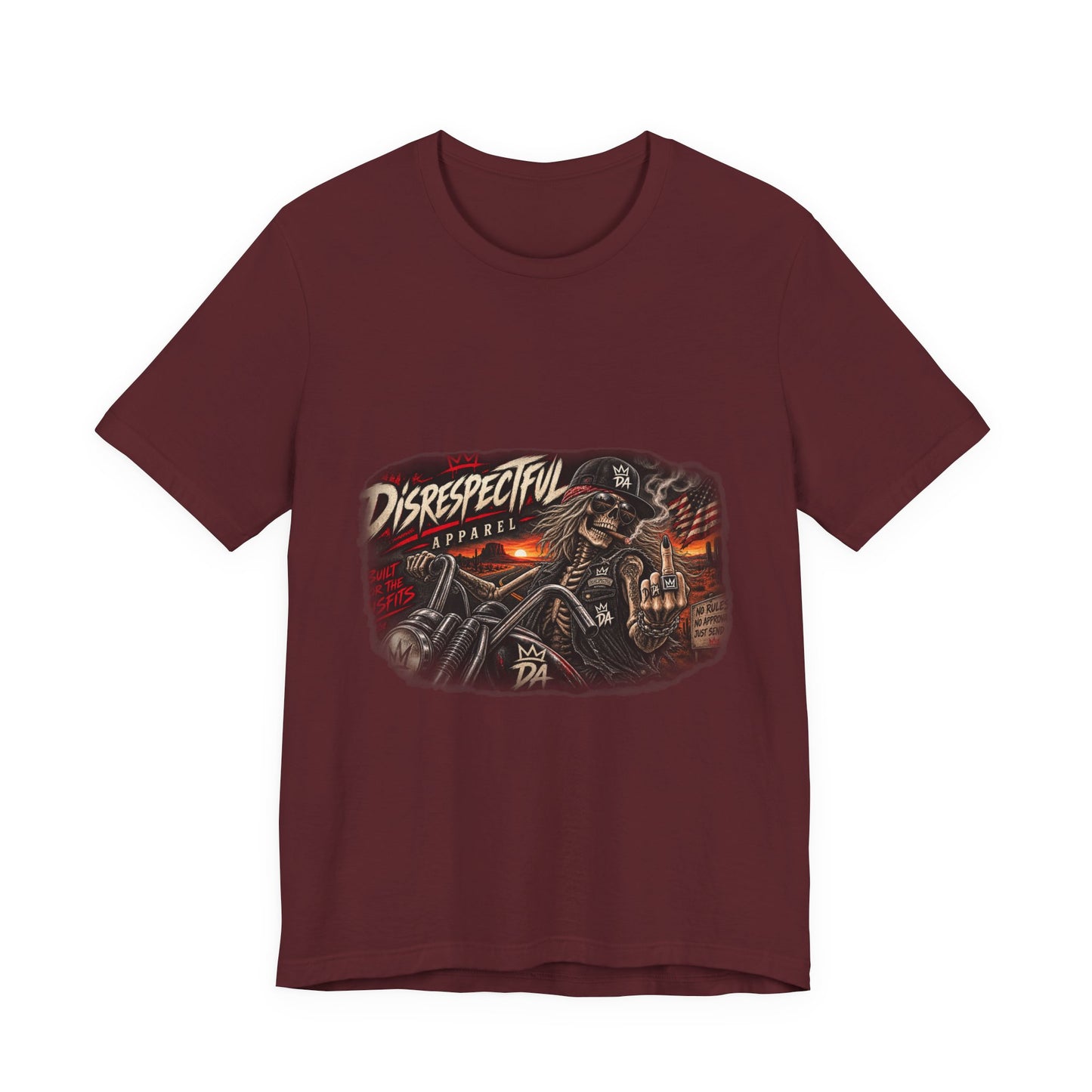 Disrespectful Streetwear Tee — Vintage Biker Skull Graphic T-Shirt